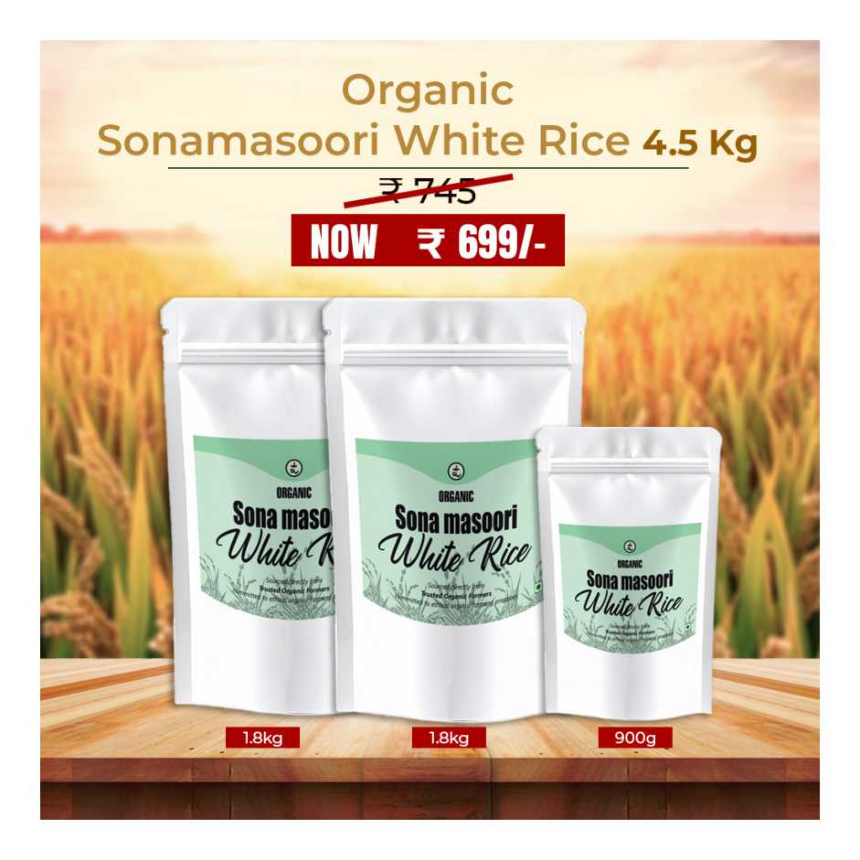 Organic Sonamasoori White Rice 4.5 kg