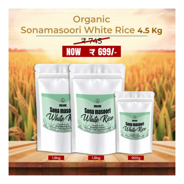 Image of Organic Sonamasoori White Rice 4.5 kg
