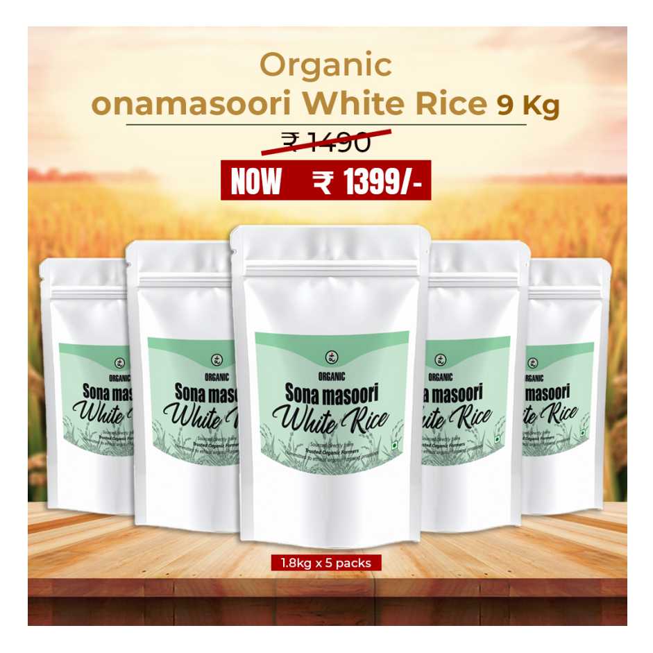 Organic Sonamasoori White Rice 9 kg