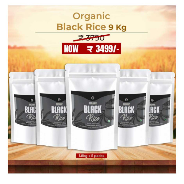 Image of Organic Black Rice 9 kg  - Antioxidant-Rich, High Fibre, Low GI Superfood | Exotic Forbidden Rice for Modern Health