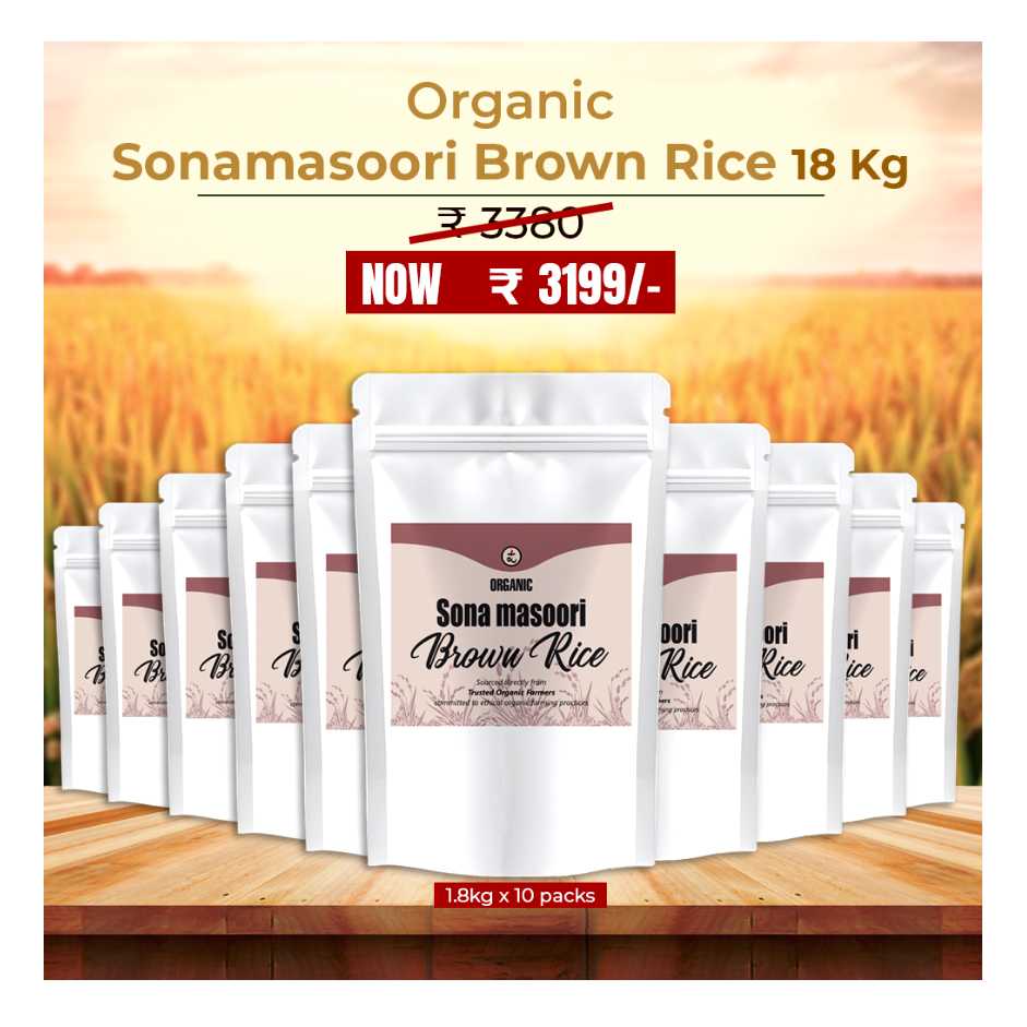 Organic Handpounded Sonamasoori Brown Rice 18kg
