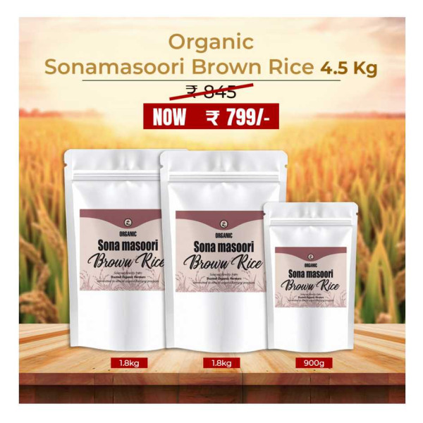 Image of Organic Handpounded Sonamasoori Brown Rice 4.5kg