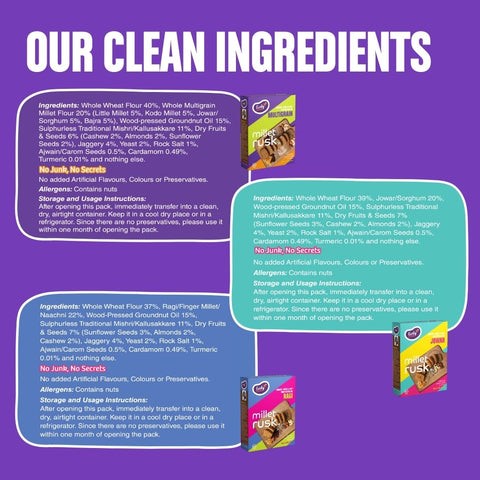 Millet Rusk Combo (Pack of 1 x 163g & 2 x 270g )