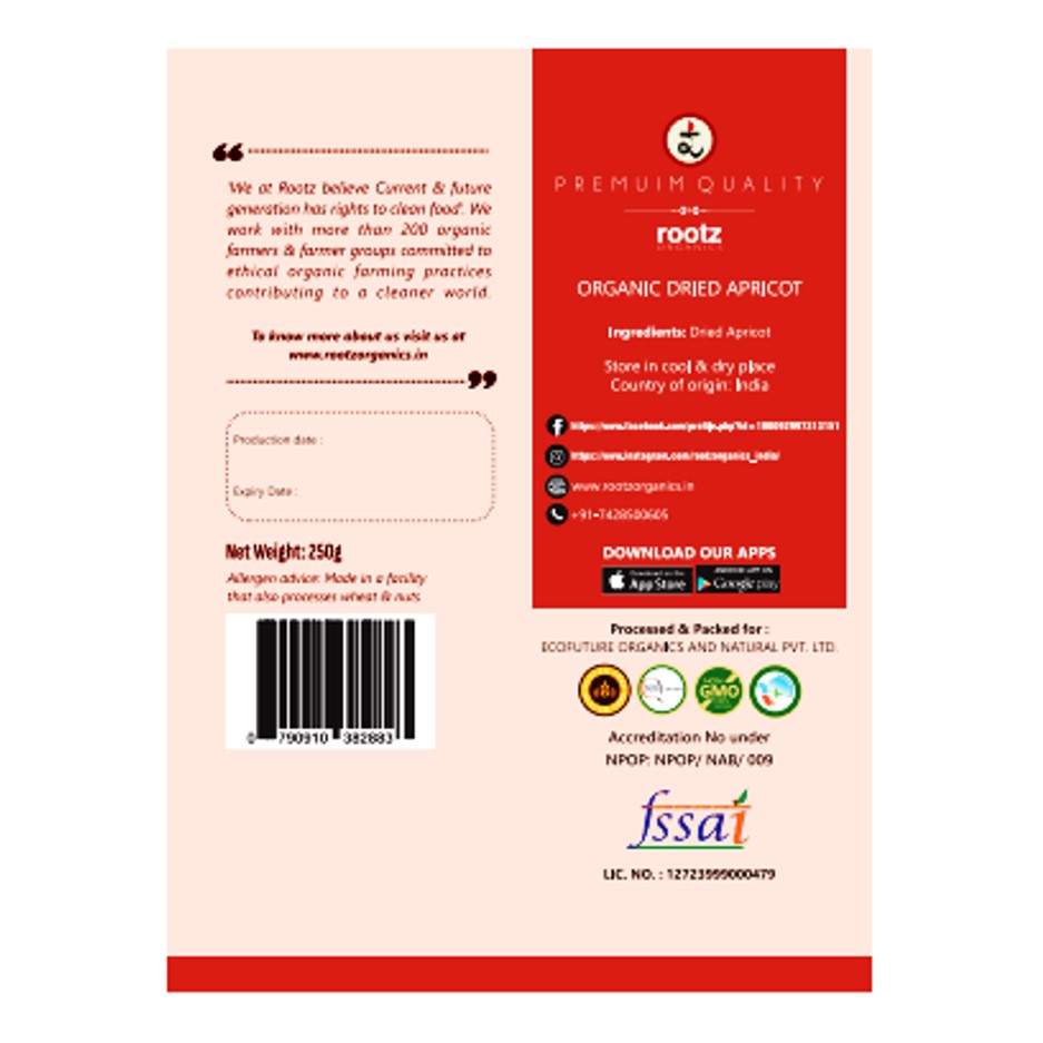 Organic Dried Apricot 250gm