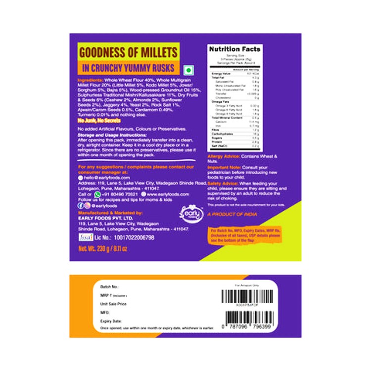 Millet Rusk Combo (Pack of 1 x 163g & 2 x 270g )