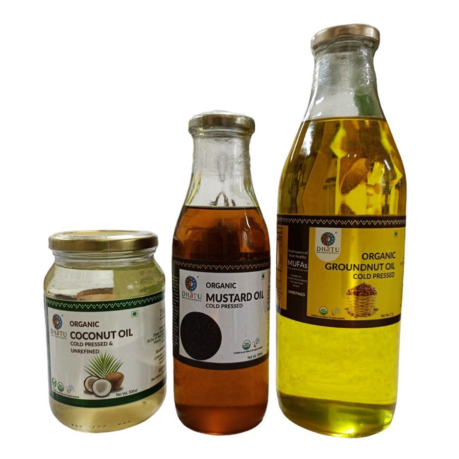 Combo of Ground nut Oil 1ltr +Coconut oil 500ml + Mustard Oil 500ml