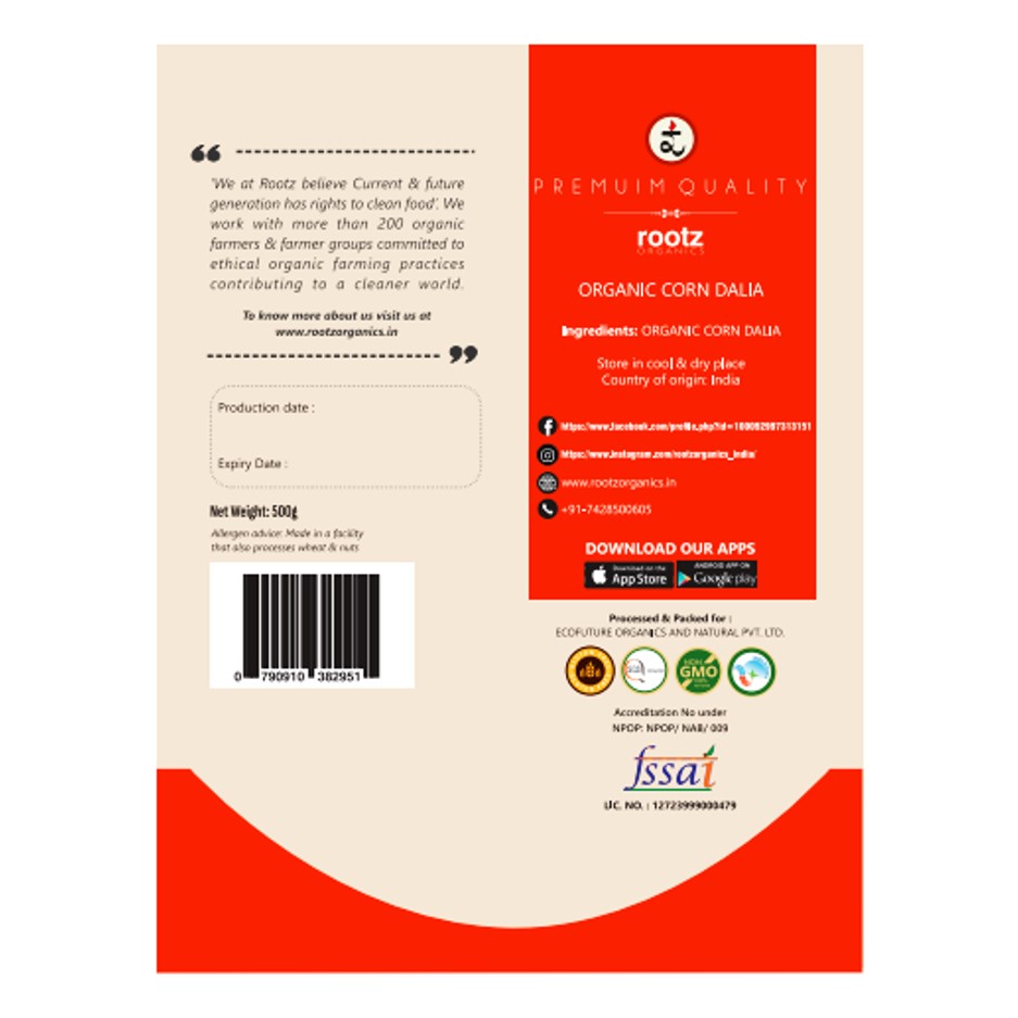 Organic Corn dalia 500g