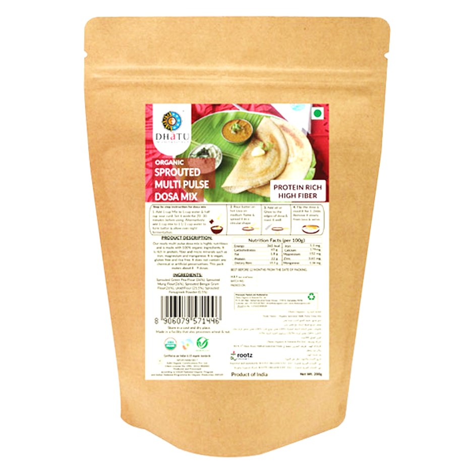 Organic Sprouted Multi Pulse Dosa Mix 200g - Rich in Protein and Fiber