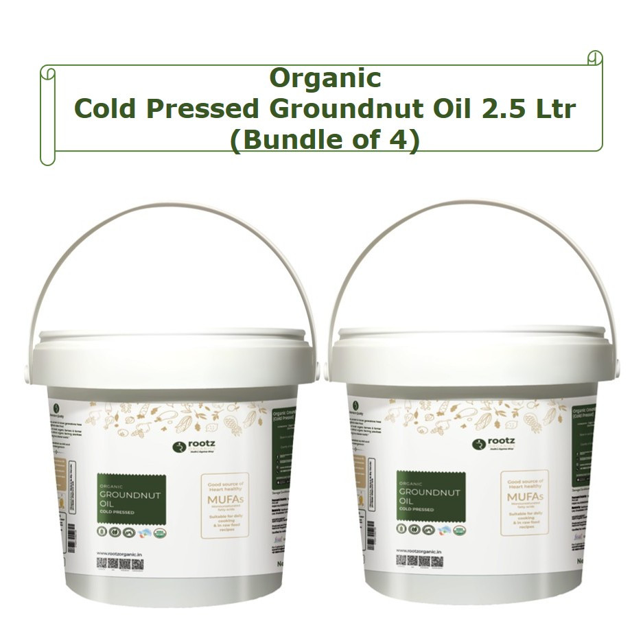 Cold Pressed Groundnut Oil 2.5Ltr (Pack of 4)–  Pure Wood-Pressed,Healthy Cooking Oil Rich in Vitamin E & Good Fats