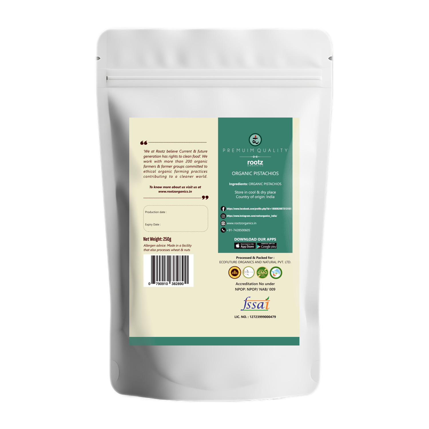 Organic Pistachios 250g