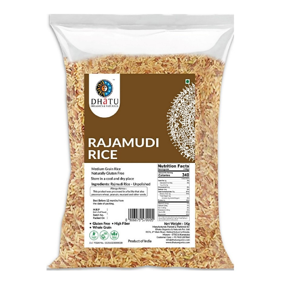 Rajamudi Rice 900g - Rustic, Unpolished, Fibre-Rich Rice for Constipation Relief & Better Gut Health
