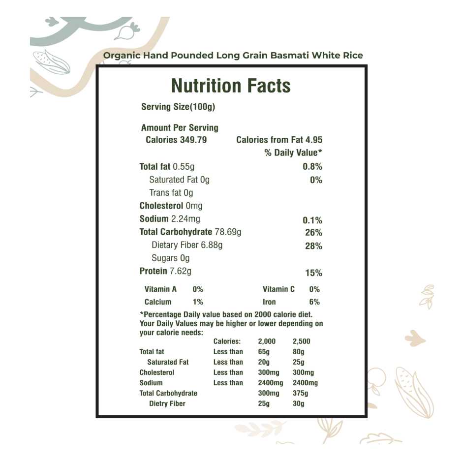 Organic Hand Pounded Long Grain Basmati White Rice 4.5kg