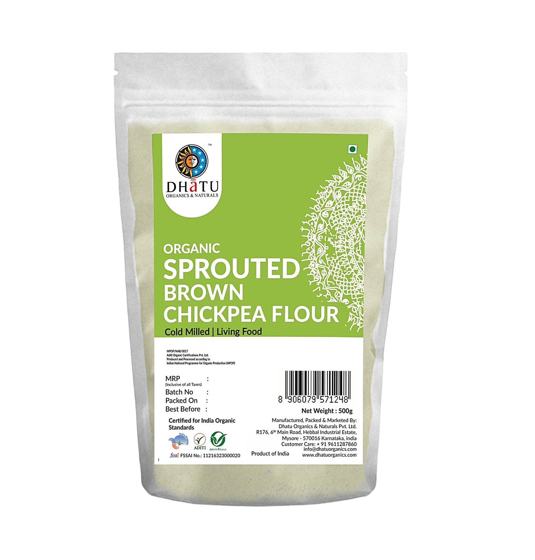Organic Sprouted Brown Chickpea Flour 500g