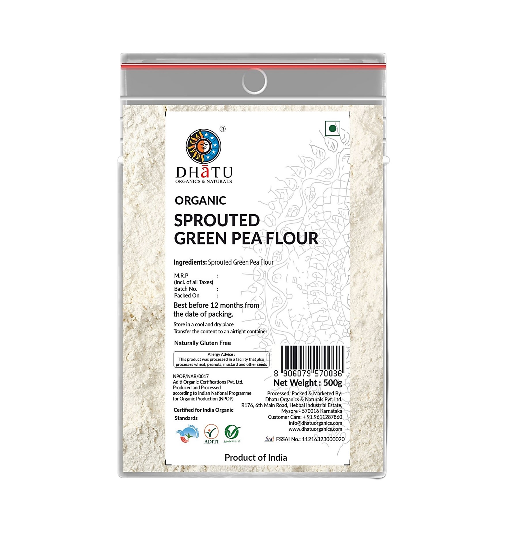 Organic Sprouted Green Pea Flour 500g