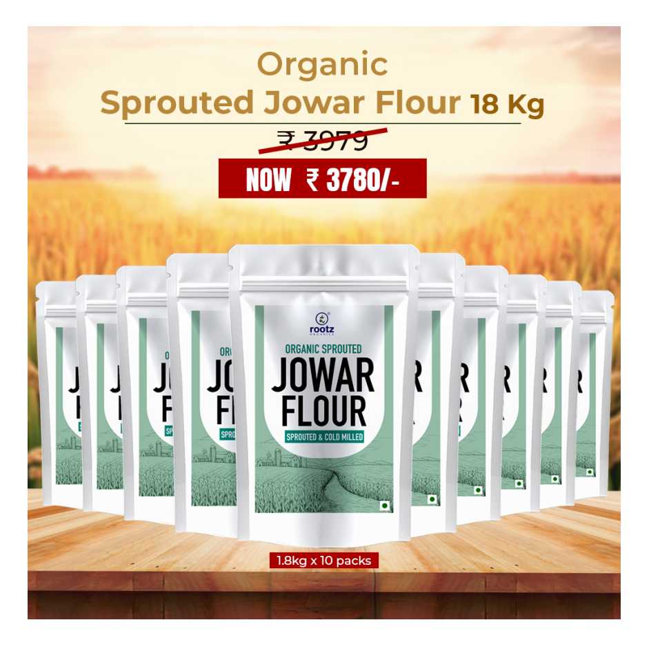 Organic Sprouted Jowar flour 18KG - Gluten-Free, Fibre-Rich, Stone-Ground Flour for Gluten Sensitivity & Weight Control