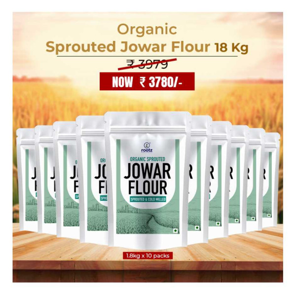Image of Organic Sprouted Jowar flour 18KG - Gluten-Free, Fibre-Rich, Stone-Ground Flour for Gluten Sensitivity &amp; Weight Control