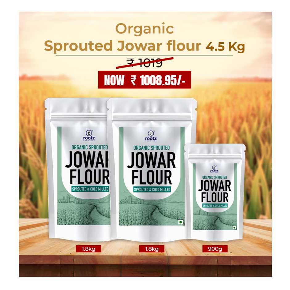 Organic Sprouted Jowar flour 4.5KG - Gluten-Free, Fibre-Rich, Stone-Ground Flour for Gluten Sensitivity & Weight Control