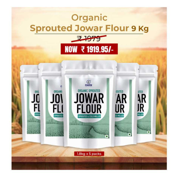 Image of Organic Sprouted Jowar flour 9KG - Gluten-Free, Fibre-Rich, Stone-Ground Flour for Gluten Sensitivity &amp; Weight Control