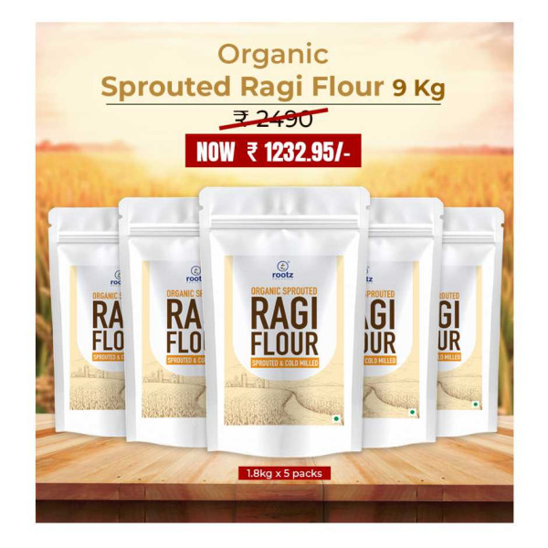Image of Organic Sprouted Ragi Flour 9KG– Calcium-Rich, Cold-Milled Superfood for Strong Bones & Anaemia Support