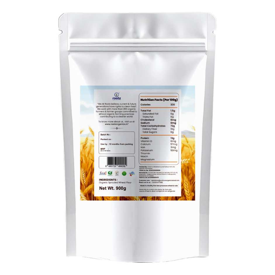 Organic Sprouted Wheat Flour 900G– High Fibre, Stone-Ground Superfood for Constipation & Bloating Relief