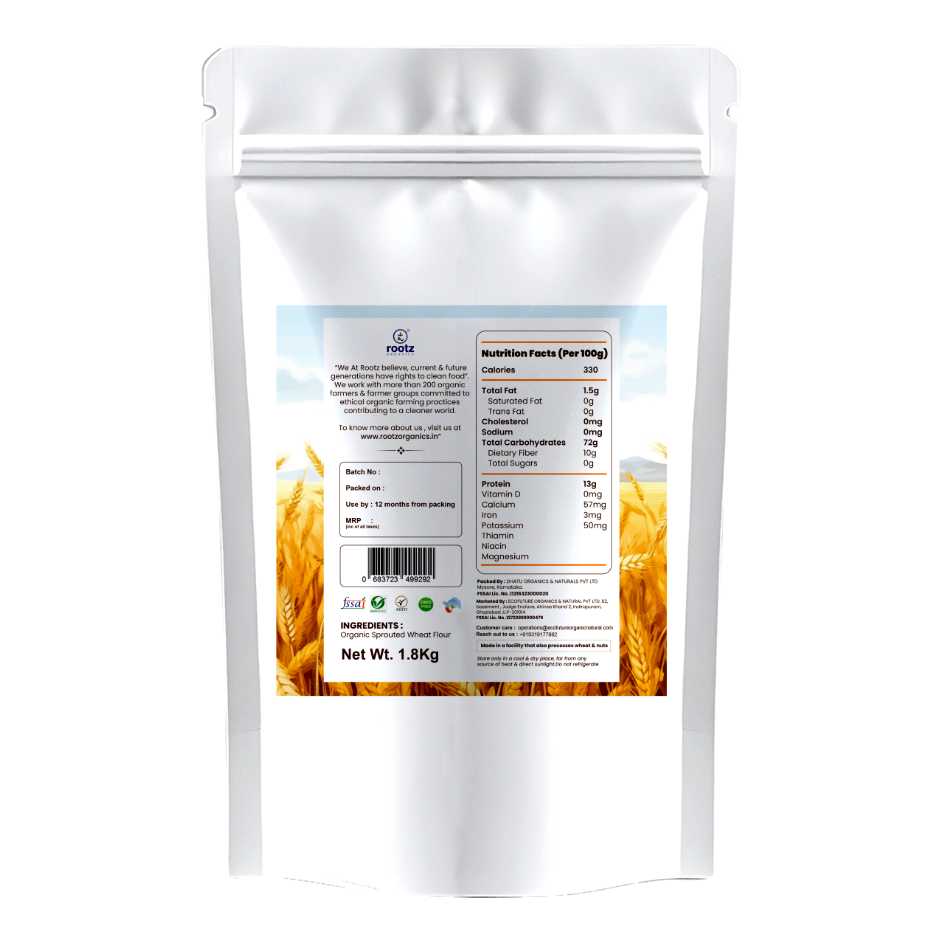 Organic Sprouted Wheat Flour 1.8kg– High Fibre, Stone-Ground Superfood for Constipation & Bloating Relief