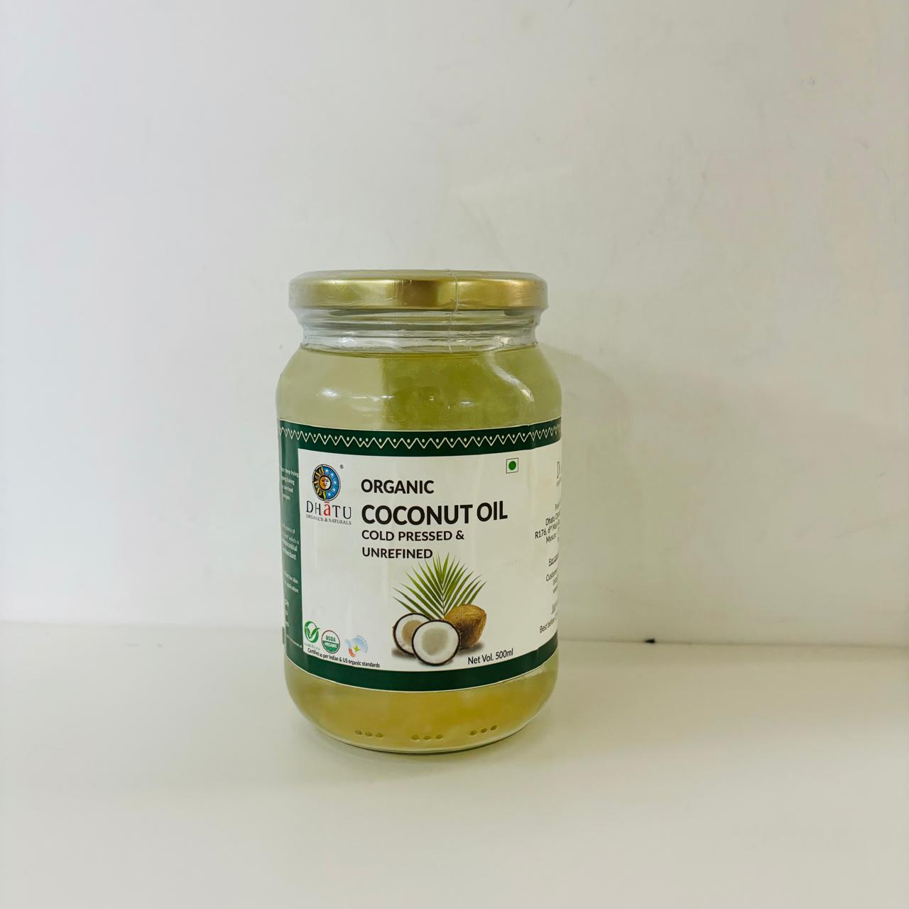 Organic Cold Pressed Unrefined Coconut Oil 500ml– Wood-Pressed Oil for Hair Fall, Weak Immunity & Skin Health (Rich in MCFAs, Natural Aroma)