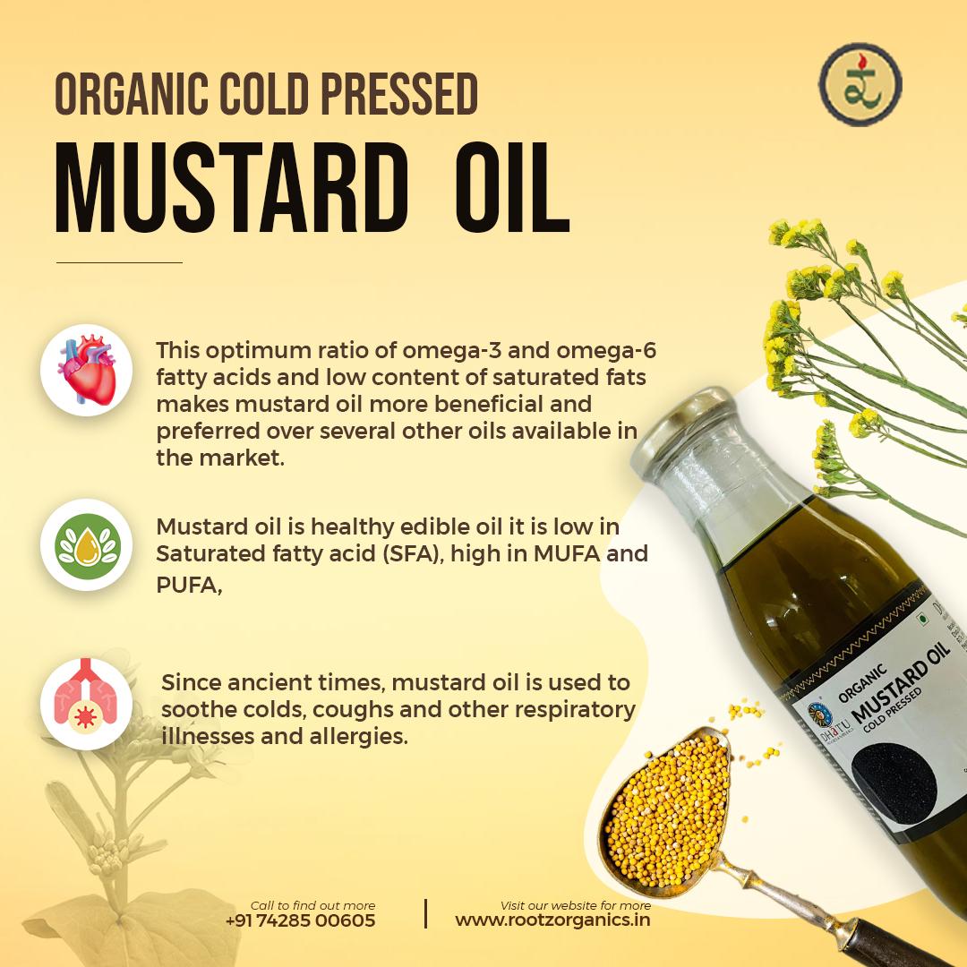 Cold Pressed Mustard Oil 500ml– Wood-Pressed Oil for Digestion, Immunity & Joint Health (Rich in Omega-3, Pungent Aroma)