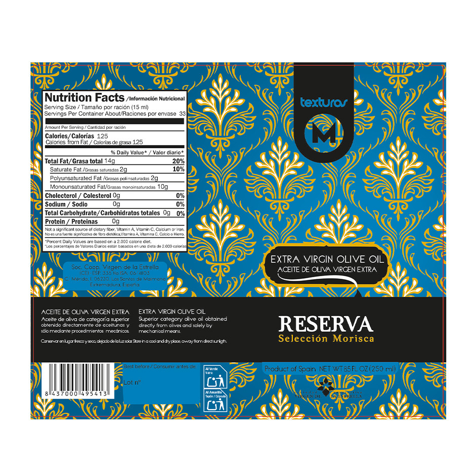 Texturas Reserva Extra Virgin Olive Oil 500ml – Early Harvest Morisca Spanish EVOO