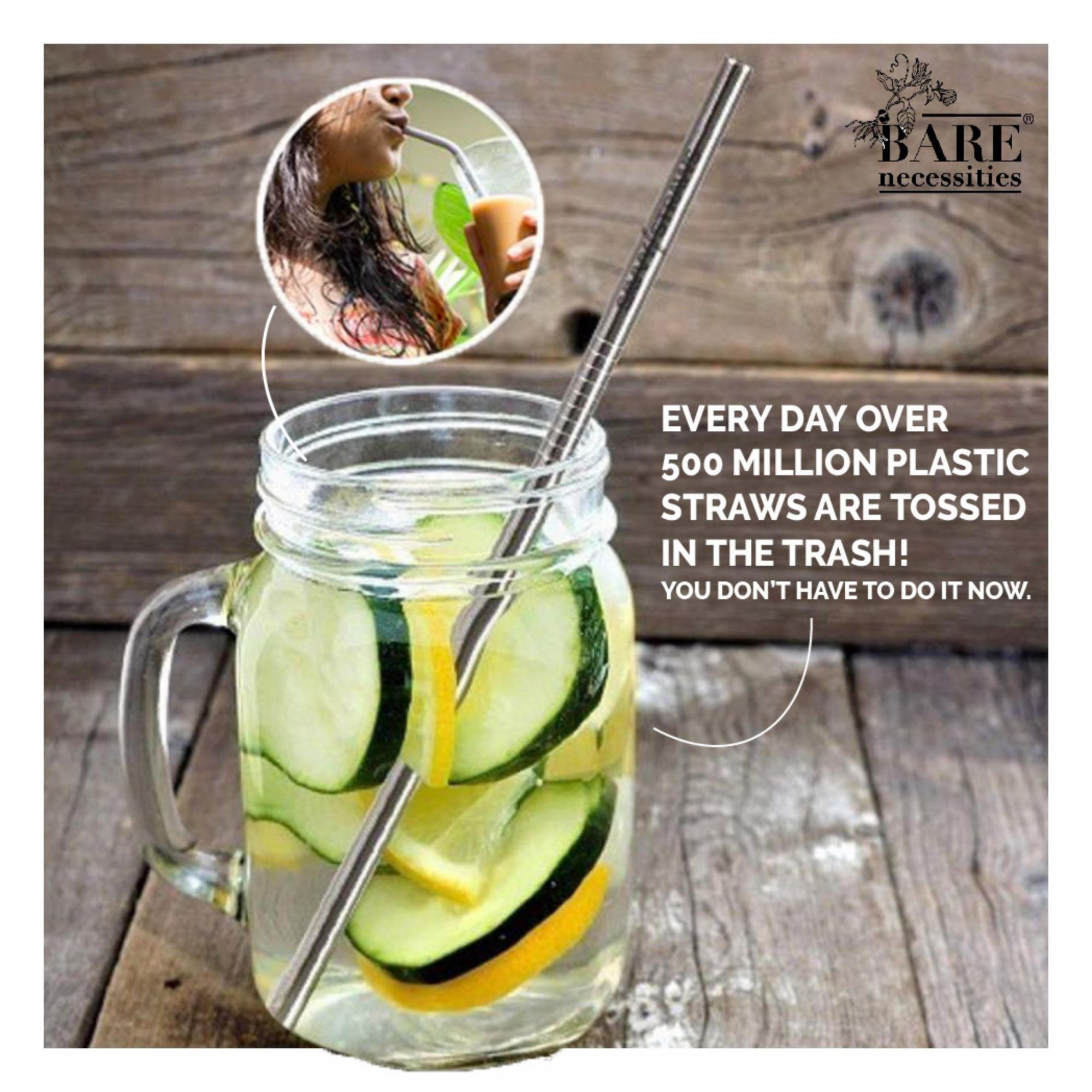 Stainless Steel Straws / Skinny & Straight -Steel