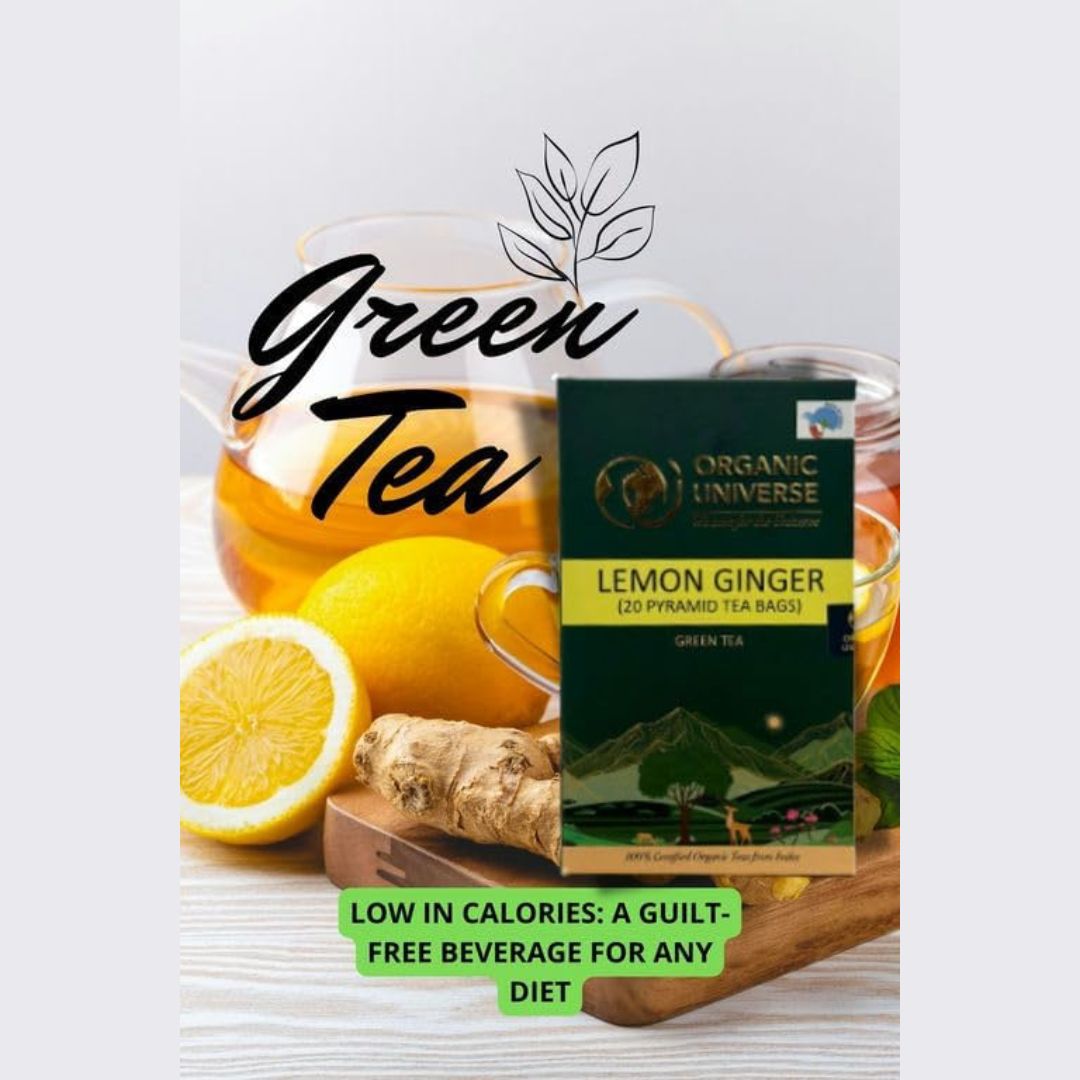 Lemon Ginger Green Tea(20 pyramid tea bags) Pack of 2
