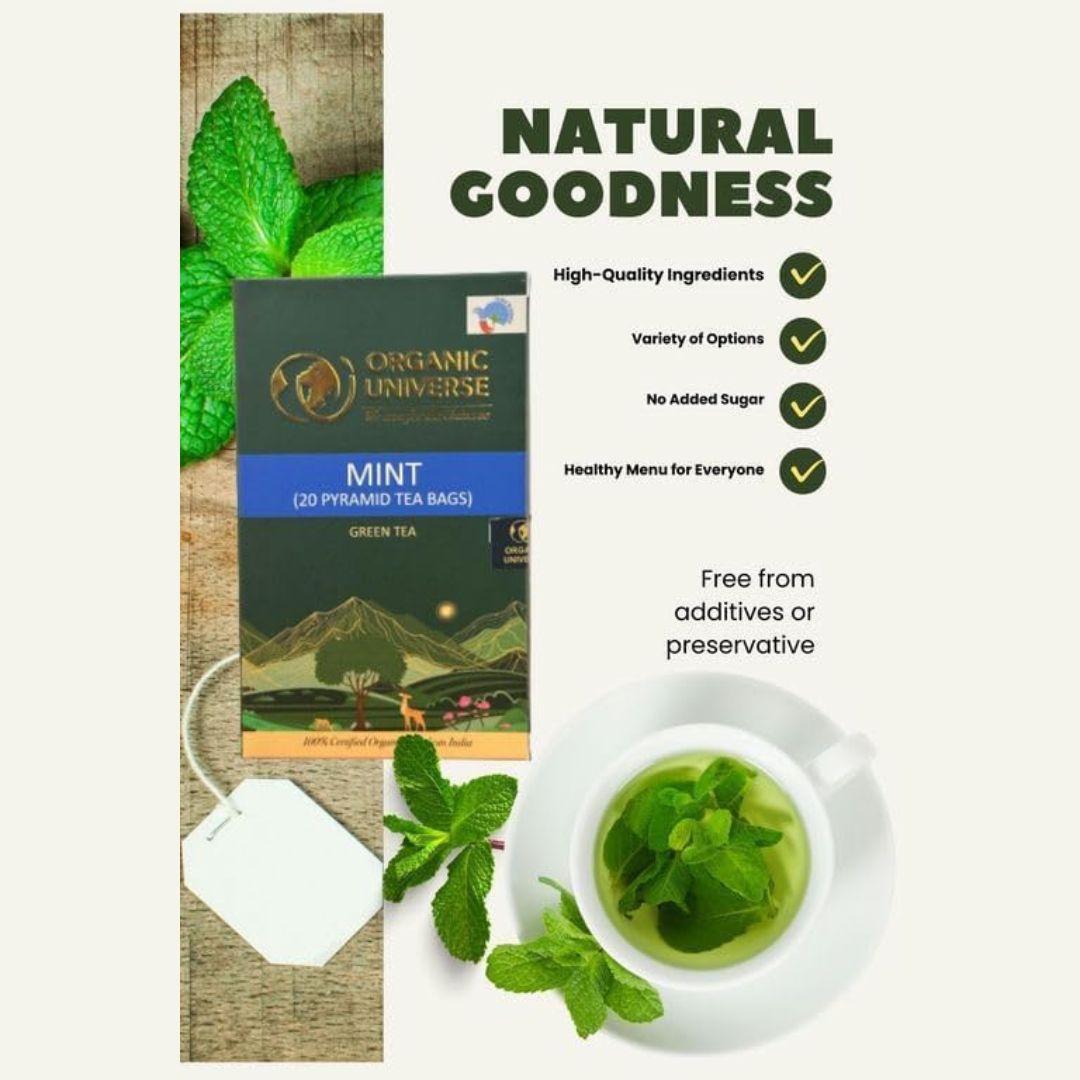 Mint Green Tea (20 pyramid tea bags) Pack of 2