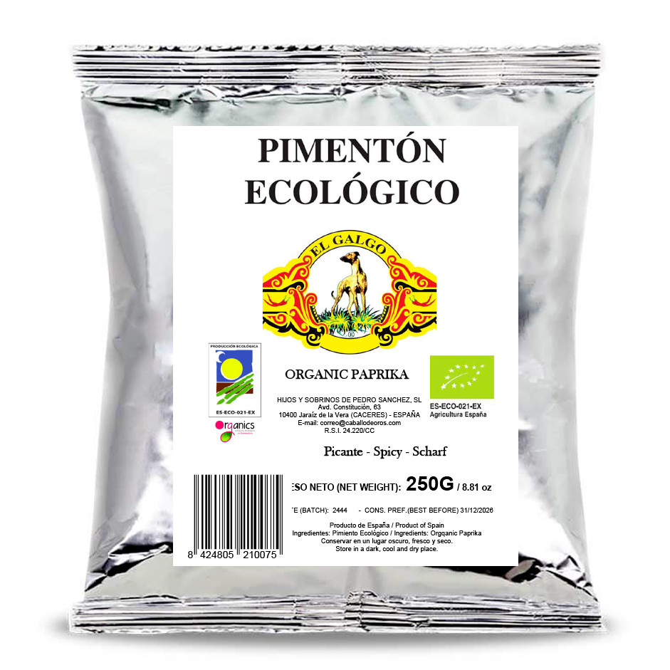 El Galgo Organic Smoked Paprika 250g – Premium Spanish Spice-Refill pouch