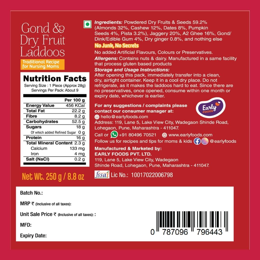 Early Foods pack of 3 - Gond & Dry Fruits Laddoo