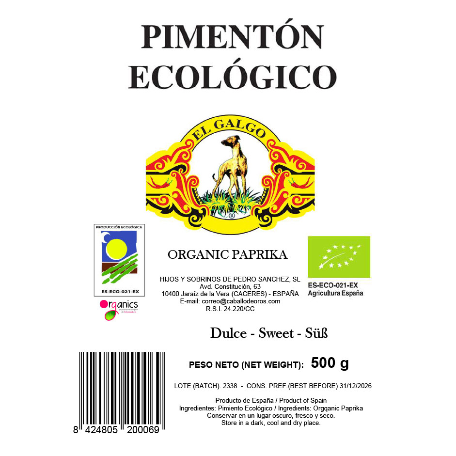 El Galgo Organic Sweet Paprika 500g Refill Pouch – Premium Spanish Spice UAE