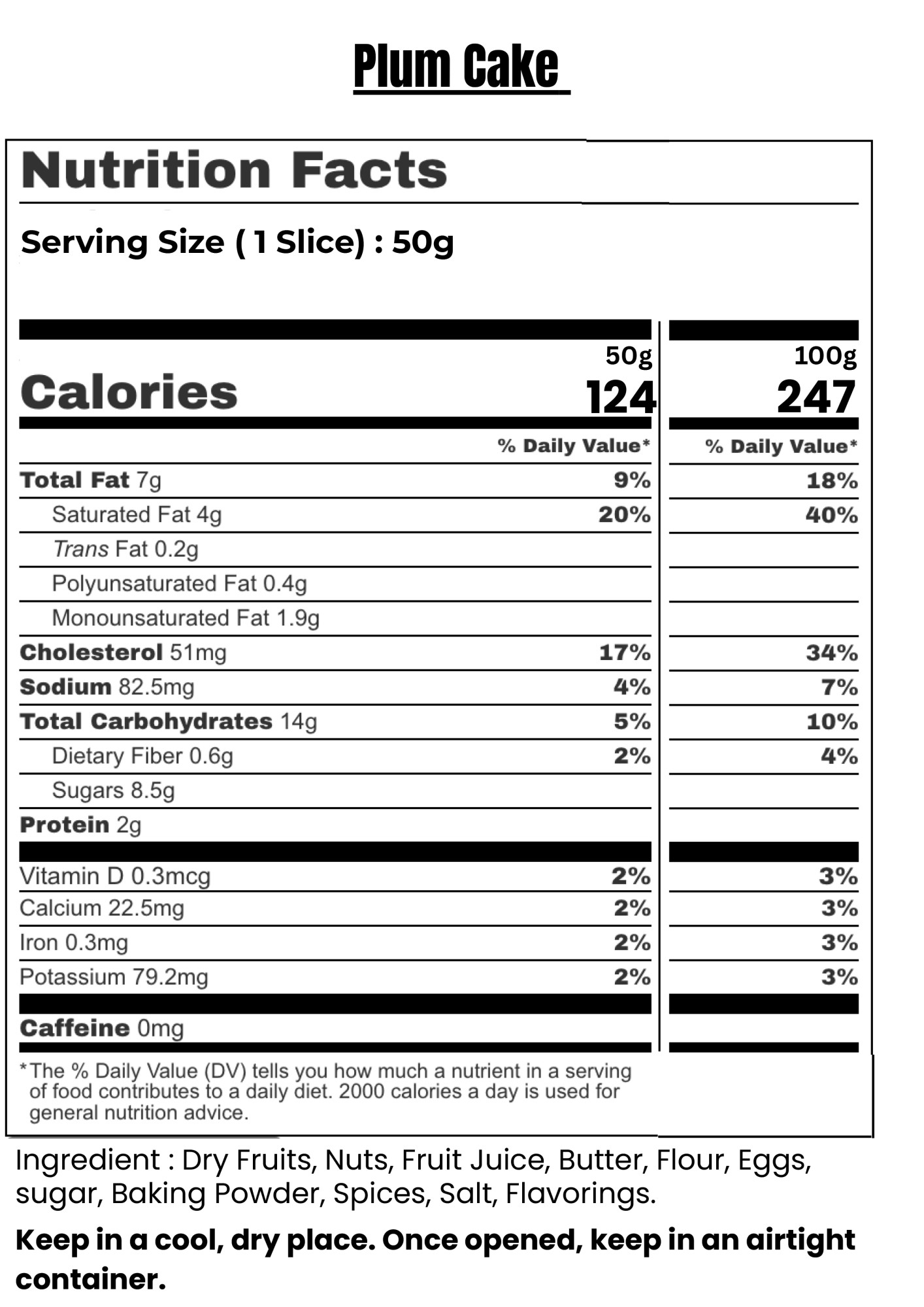 Grandmother's Classic Plum  Cake  -850g