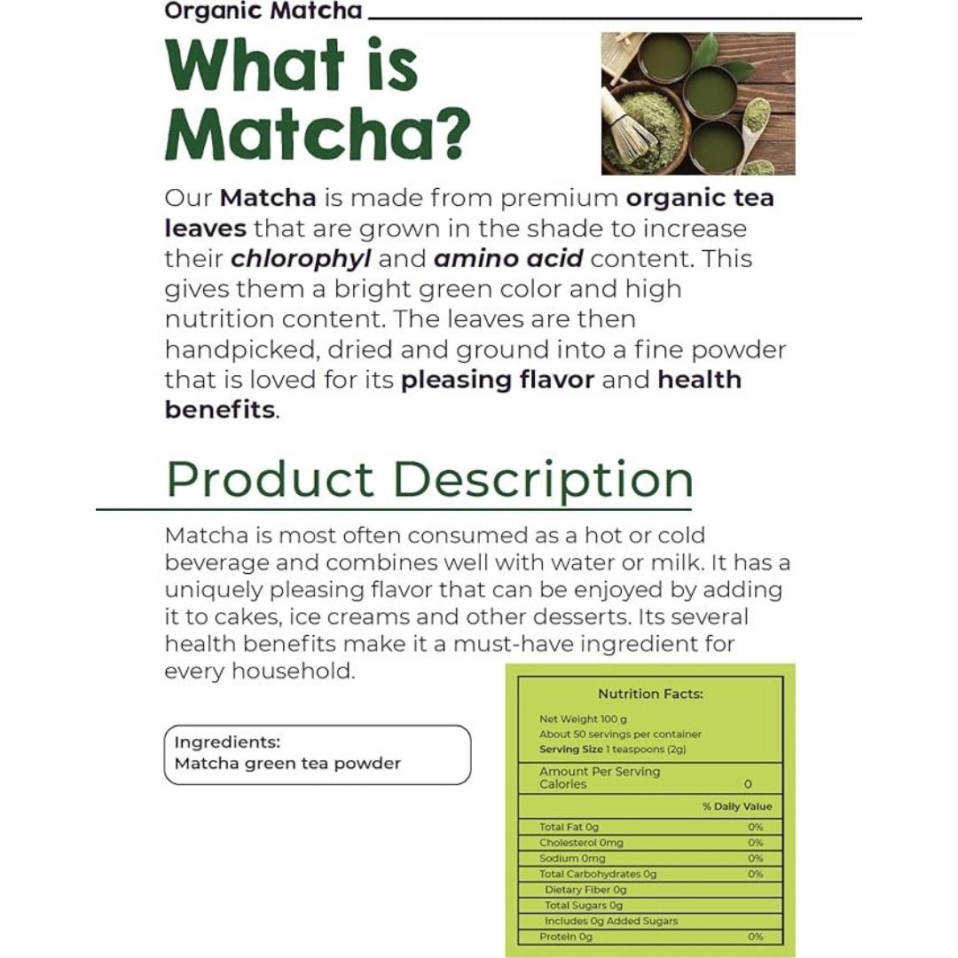 Organic matcha green tea powder 100g
