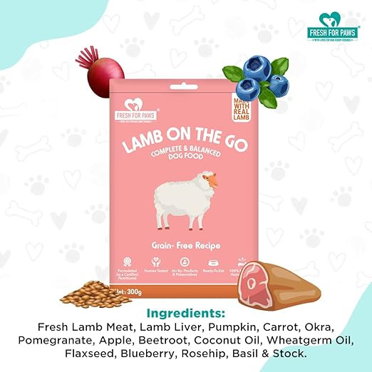 Fresh For Paws 100% Natural and Human Grade All Non-Vegetarian Fresh Wet Dog Food Ready to Eat | Balanced Meals for Dogs with Healthy Fats and High Protein | Combo | Pack of 5, 300 Gram Each