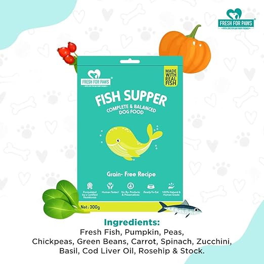 Fresh For Paws 100% Natural and Human Grade All Non-Vegetarian Fresh Wet Dog Food Ready to Eat | Balanced Meals for Dogs with Healthy Fats and High Protein | Combo | Pack of 5, 300 Gram Each