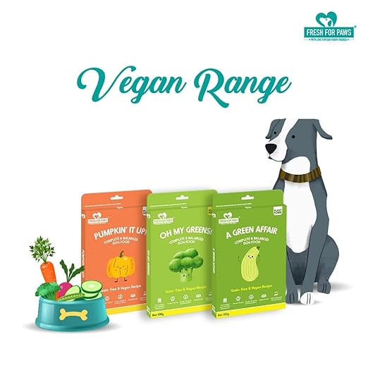 Fresh For Paws 100% Natural and Human Grade All Vegan Fresh Wet Dog Food Ready to Eat | Complete and Balanced Meals for Dogs with Healthy Fats and High Protein | Combo | Pack of 3, 300 Gram Each