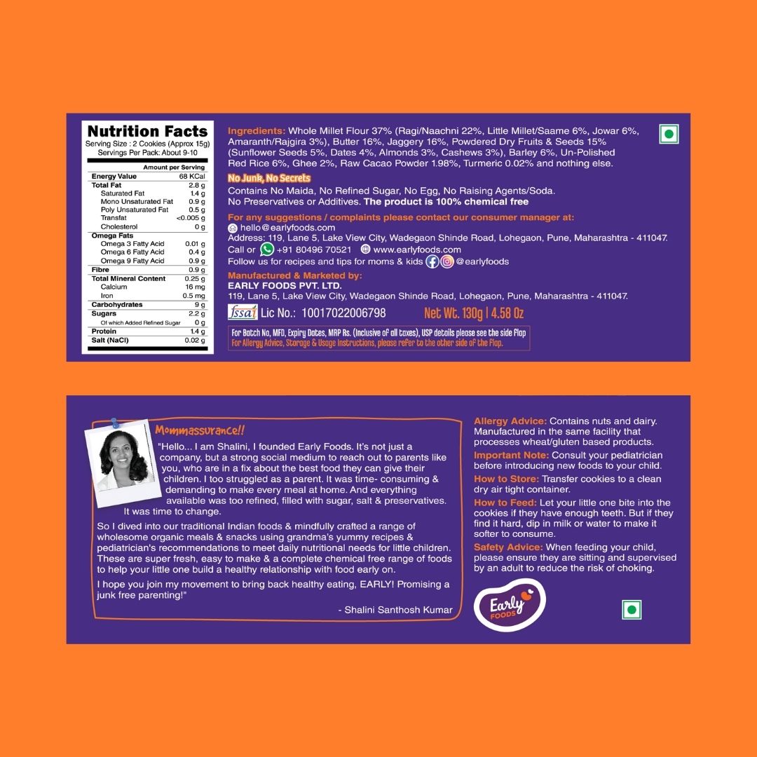 Early Foods-Ragi and Choco Jaggery Cookies 150g