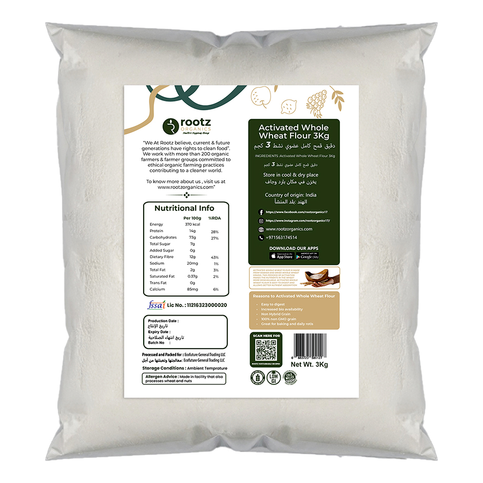 Activated Whole Wheat Flour (Organic) 3kg Bulk