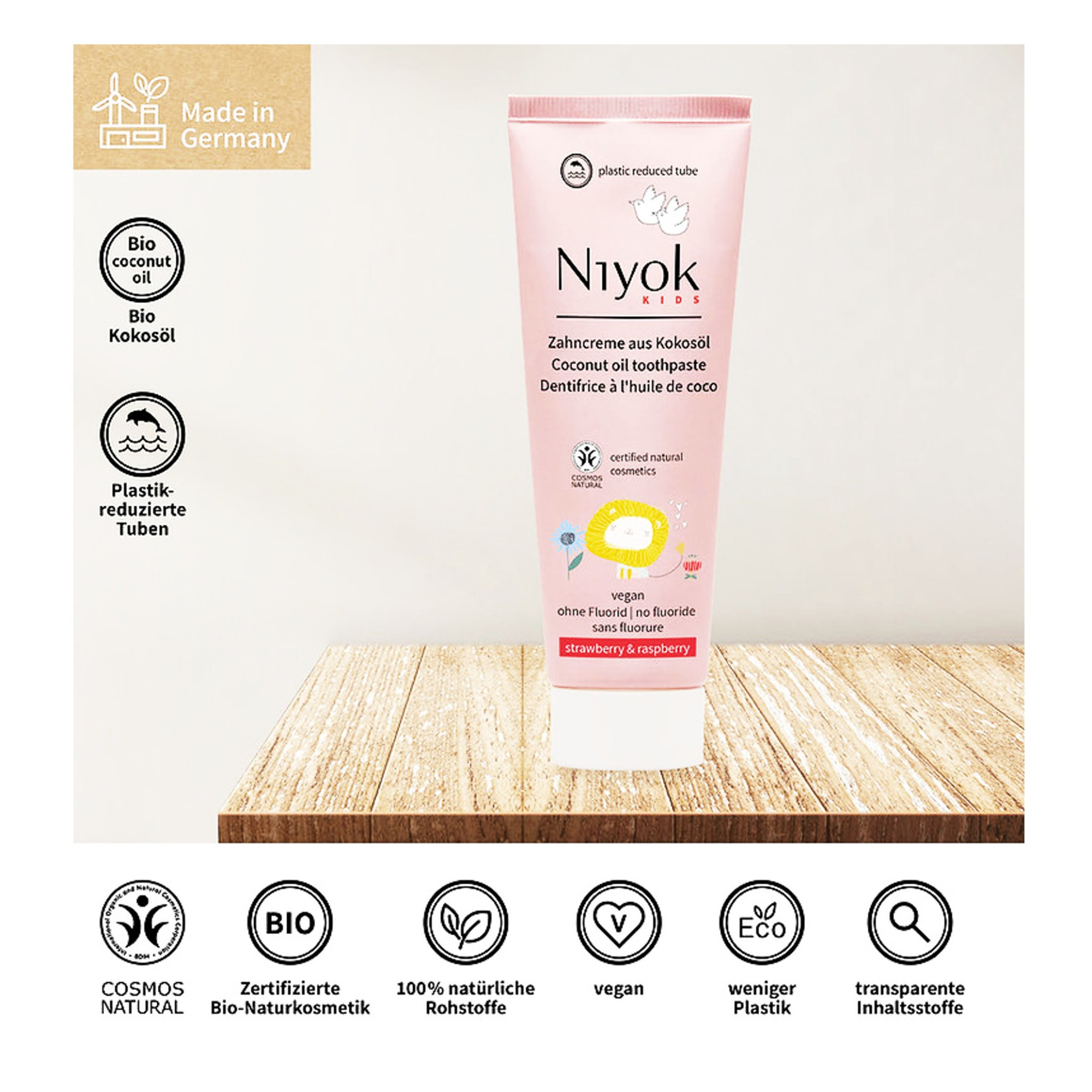 Toothpaste Kids Coconut Oil - Strawberry - Raspberry 75ml