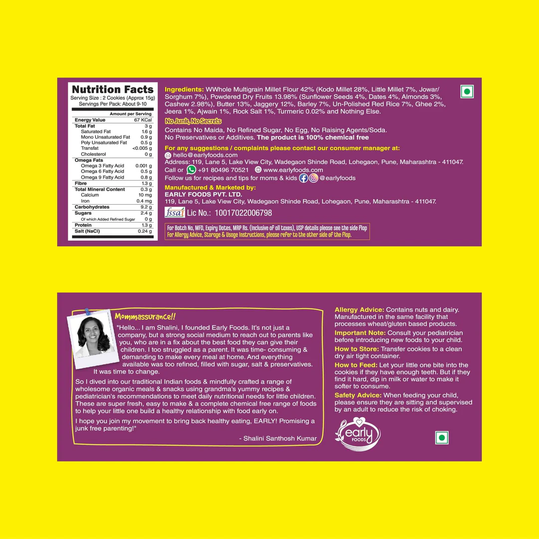 Early Foods - Ajwain & Jeera Jaggery Cookies 130g