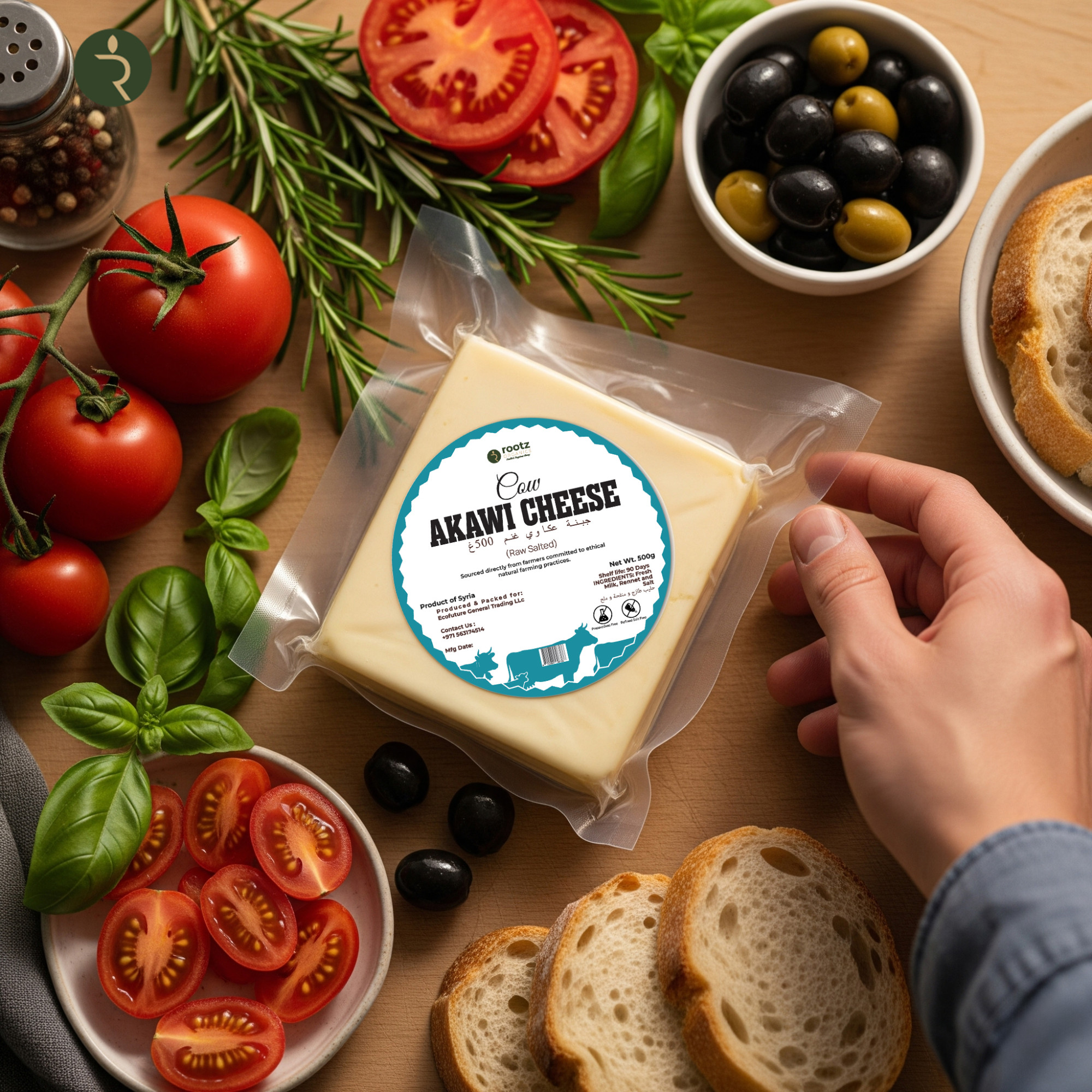 Akawi Cow Cheese Plain – 500g | Raw Salted White Cheese | Traditional Middle Eastern Cheese