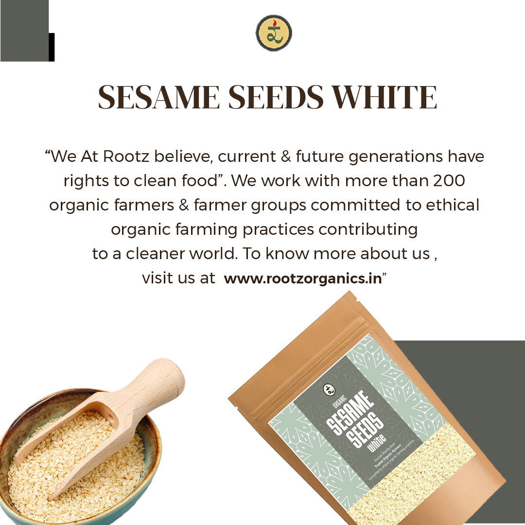 Organic  Sesame Seeds White 250g by Rootz Organics