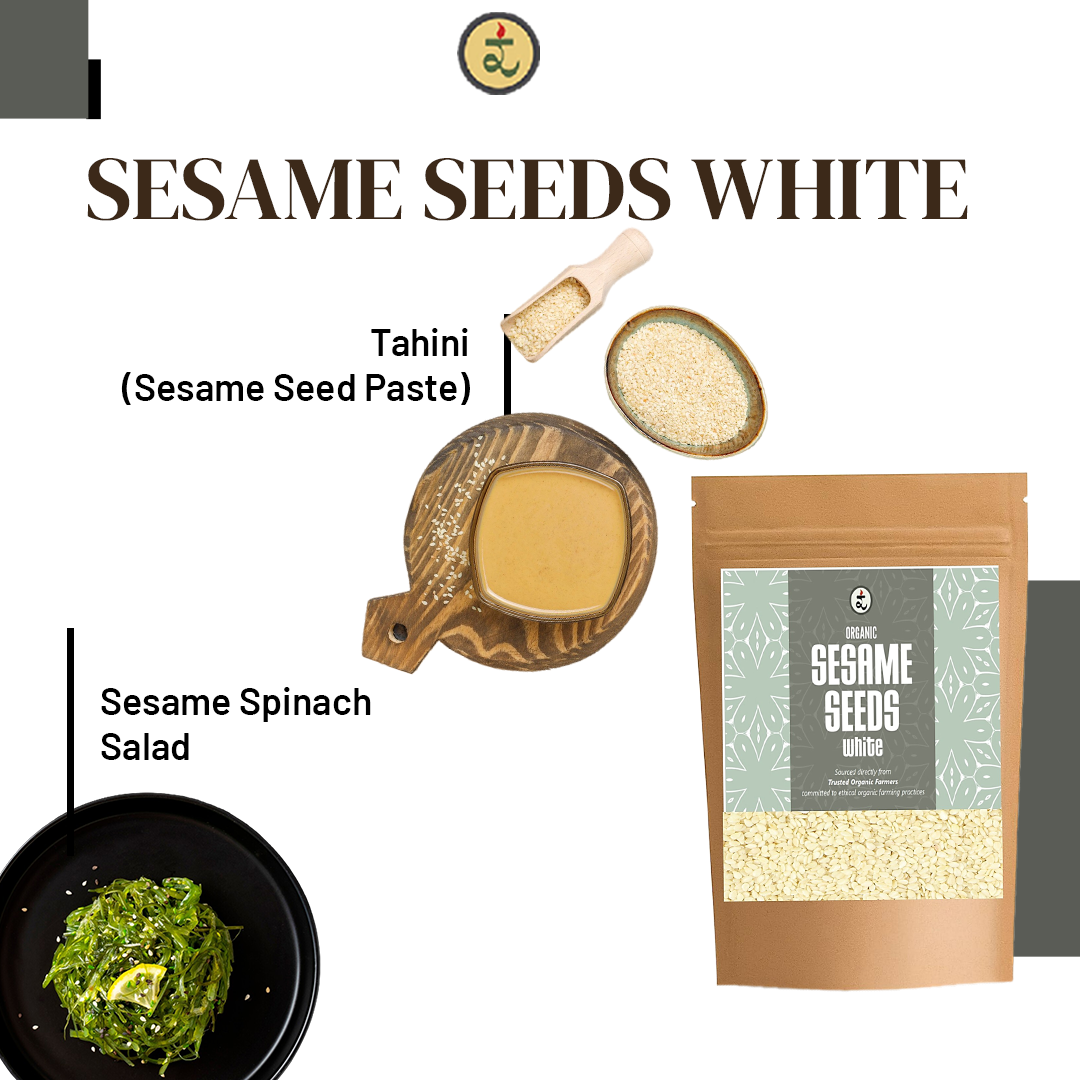 Organic  Sesame Seeds White 250g by Rootz Organics