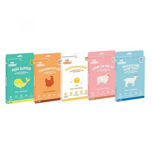 Image of Fresh For Paws 100% Natural and Human Grade All Non-Vegetarian Fresh Wet Dog Food Ready to Eat | Balanced Meals for Dogs with Healthy Fats and High Protein | Combo | Pack of 5, 300 Gram Each