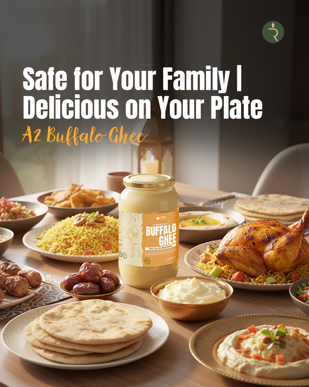 Buffalo Ghee 1L – Authentic Bilona, Grass-Fed, A2 Milk, Lactose-Free, Hand-Churned,ramadan essentials