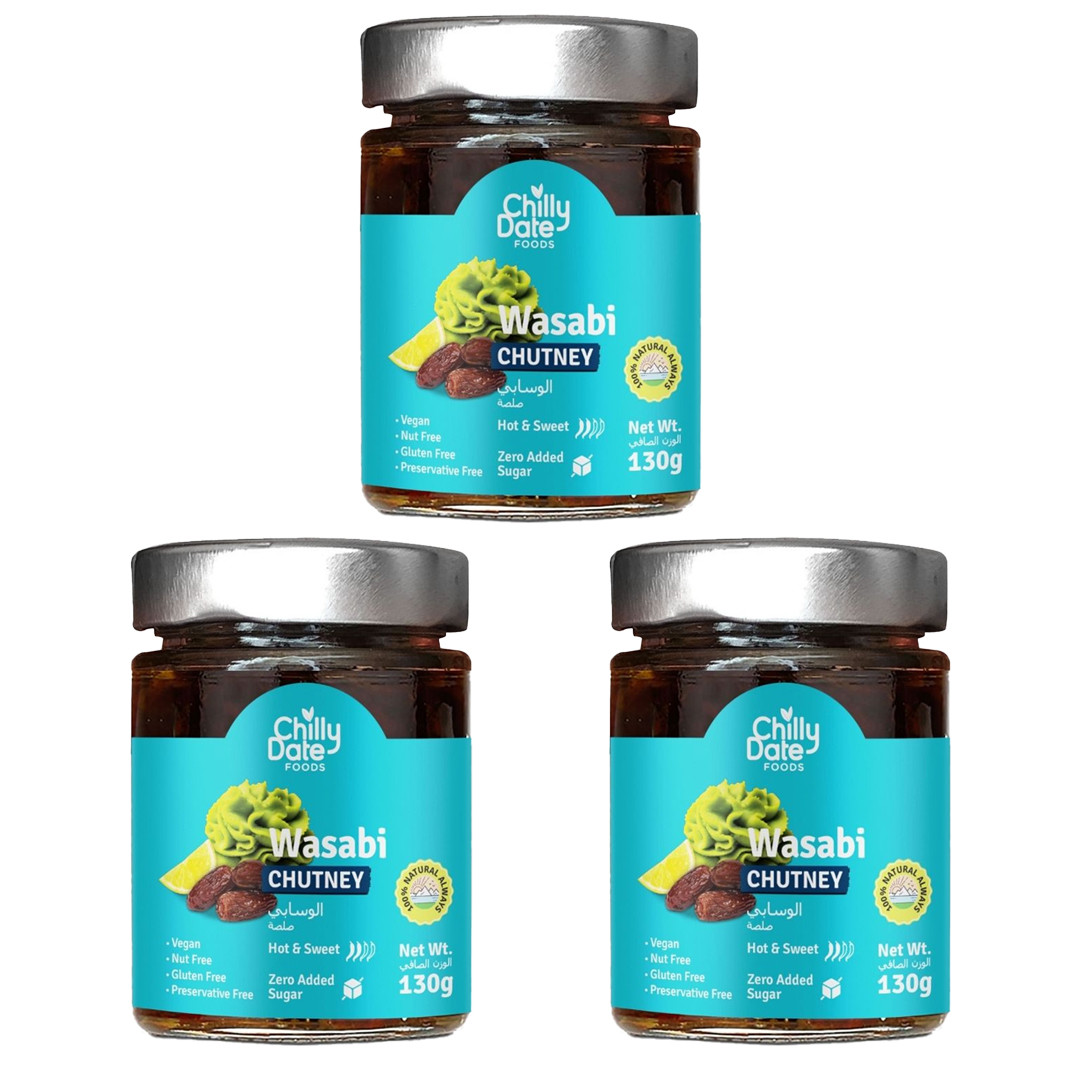 Wasabi Chutney Sweetened with Dates - 130g (Pack of 3)