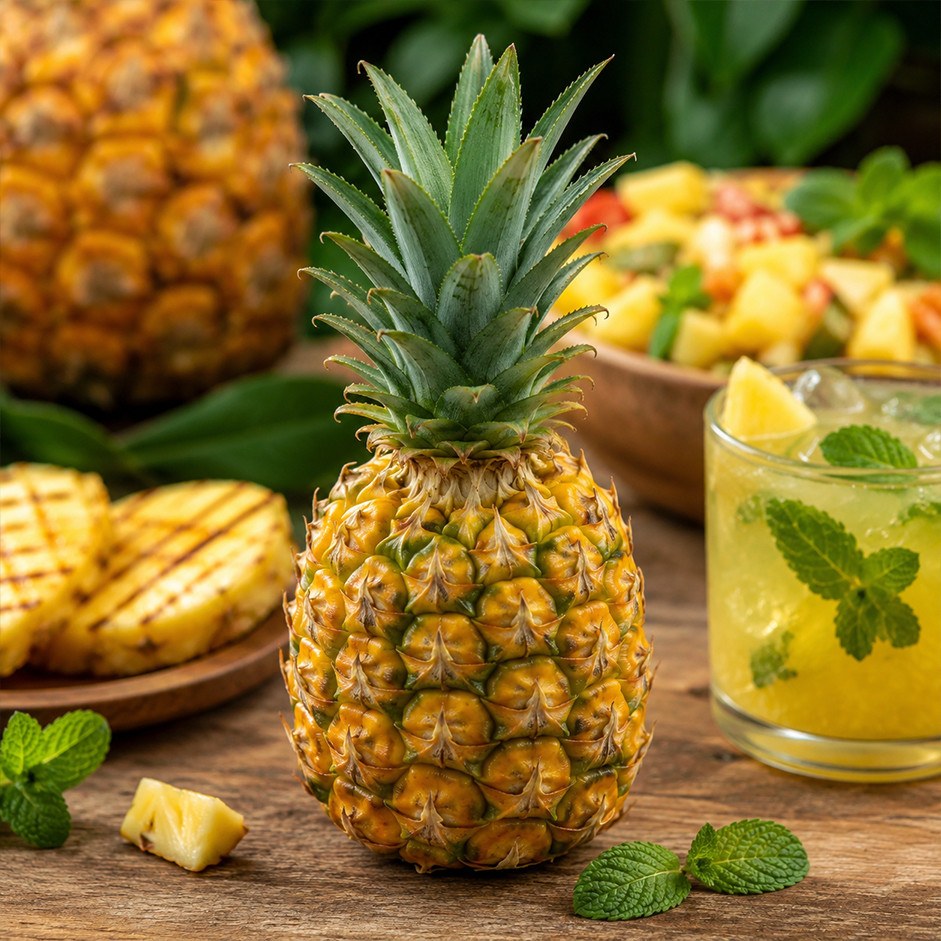 Rootz Organics Baby Pineapple 400-500g — Sweet Victoria Pineapple, Air-Flown from Mauritius
